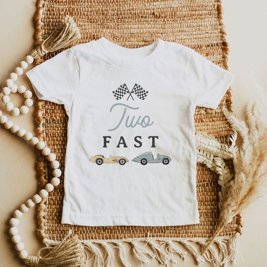 MAVERICKヴィンテージブルーイエローレースカーピットクルートトッド トドラーTシャツ