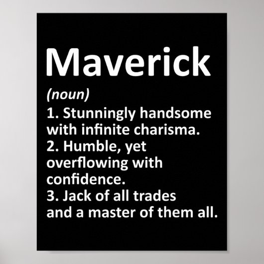Maverick Definition Personalized Name Funny Birthd ポスター (正面)