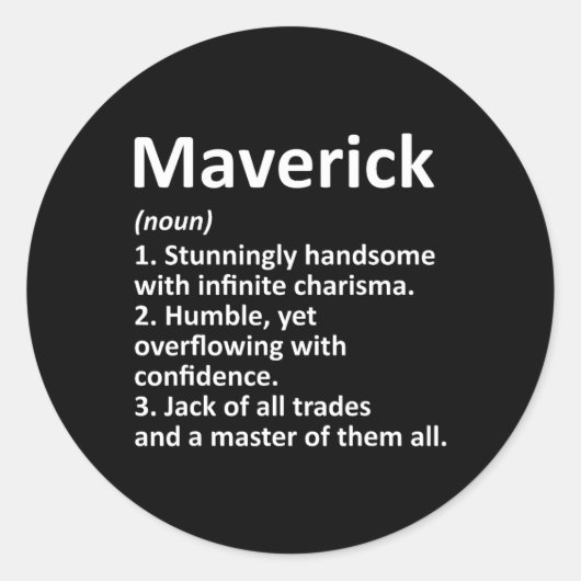 Maverick Definition Personalized Name Funny Birthd ラウンドシール (正面)