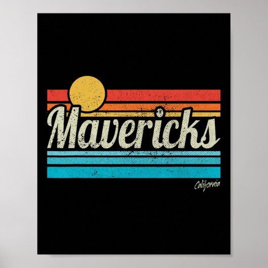Mavericks California Retro Sunset Surf Trip I Love ポスター (正面)