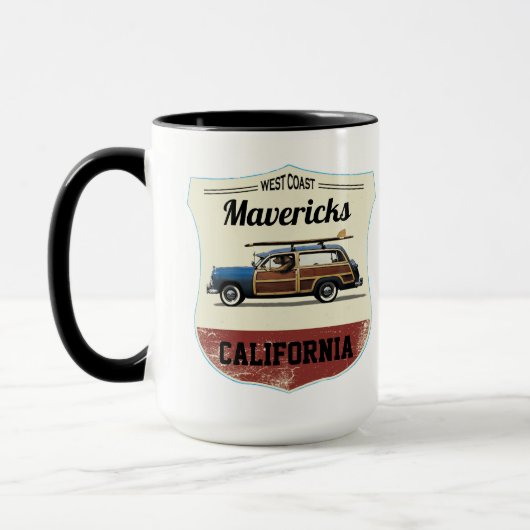  Mavericks Surfing Beach Woody Mug マグカップ (左)