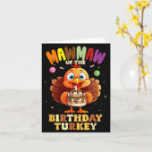 Mawmaw Of The Birthday Turkey Family 1st Birthday  カード (黄色い花)