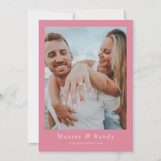 MAXはっきりした明るい赤紫色とオレンジ色のフローラ日付の保存 招待状 (裏面)