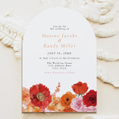 MAXはっきりした明るい赤紫色&コバルトフローラアーチ結婚ズ 招待状