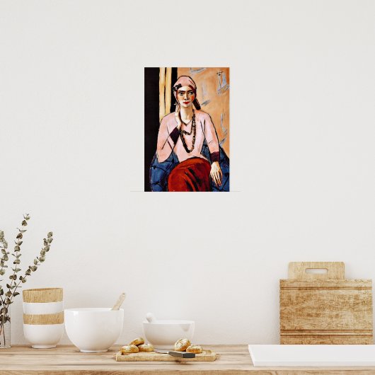 Max Beckmann painting, Quappi in Pink ポスター (キッチン)