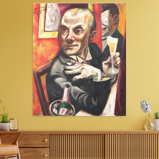 Max Beckmann - Self-Portrait with Champagne キャンバスプリント (インサイチュ (リビング))