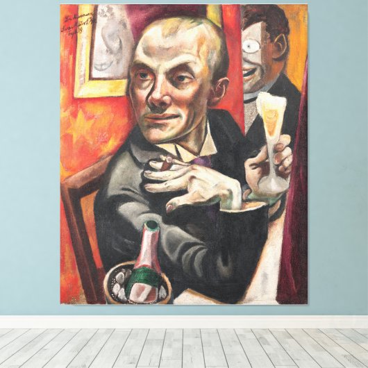 Max Beckmann - Self-Portrait with Champagne キャンバスプリント (インサイチュ (ウッドフロア))