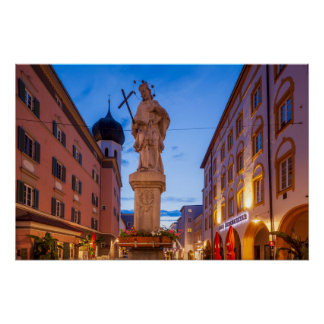 Max-Josefs-Platz und Nepumukbrunnen  bei Abenddämm ポスター
