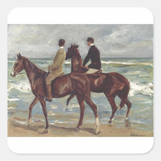 Max Liebermann: Two Riders on the Beach Art スクエアシール (正面)