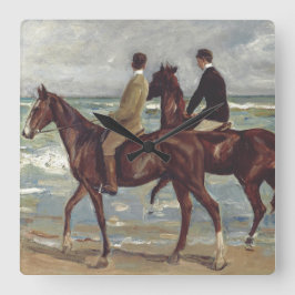 Max Liebermann: Two Riders on the Beach Art スクエア壁時計