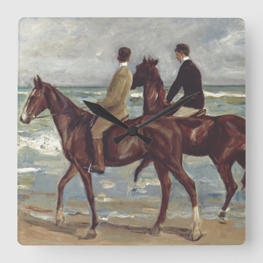 Max Liebermann: Two Riders on the Beach Art スクエア壁時計 (正面)