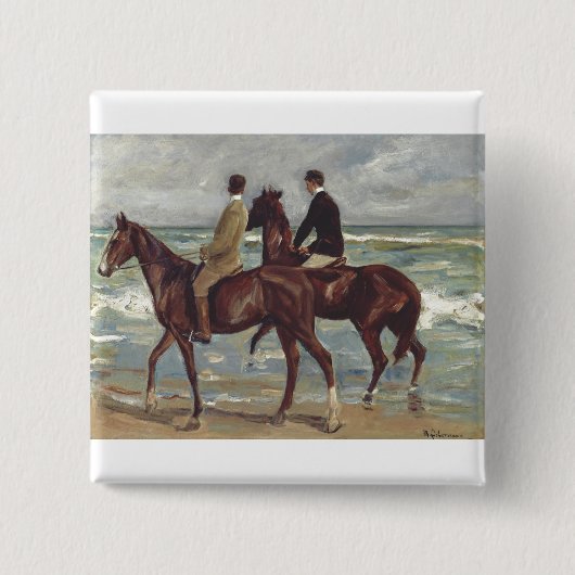 Max Liebermann: Two Riders on the Beach Art 缶バッジ (正面)