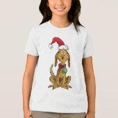 Max the Dog in Santa Hat トライブレンドTシャツ (正面)