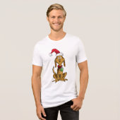 Max the Dog in Santa Hat トライブレンドＴシャツ (正面全面)