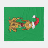 Max the Dog in Santa Hat フリースブランケット (正面(横))