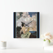 Maxfield Parrish著"空気城" スクエア壁時計 (ホーム)