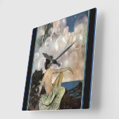 Maxfield Parrish著"空気城" スクエア壁時計 (傾斜)