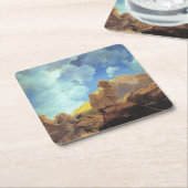 Maxfield Parrish Morning 1922 Cloud Blue Fine Art スクエアペーパーコースター (アングル)