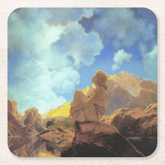 Maxfield Parrish Morning 1922 Cloud Blue Fine Art スクエアペーパーコースター (正面)