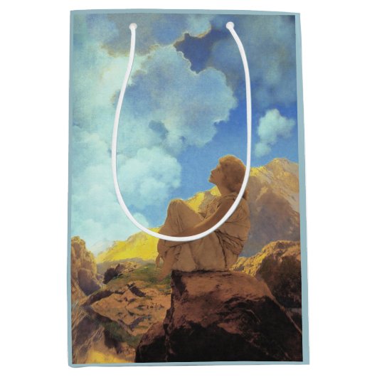 Maxfield Parrish Morning 1922 Cloud Blue Fine Art ミディアムペーパーバッグ (正面)