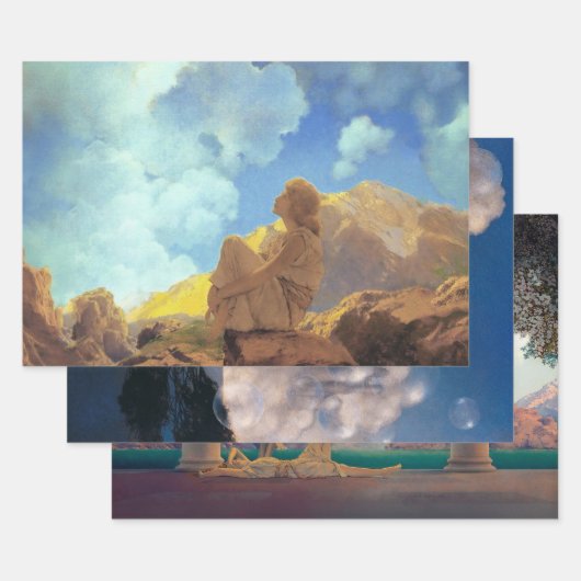 Maxfield Parrish Morning 1922 Cloud Blue Fine Art ラッピングペーパーシート (セット)