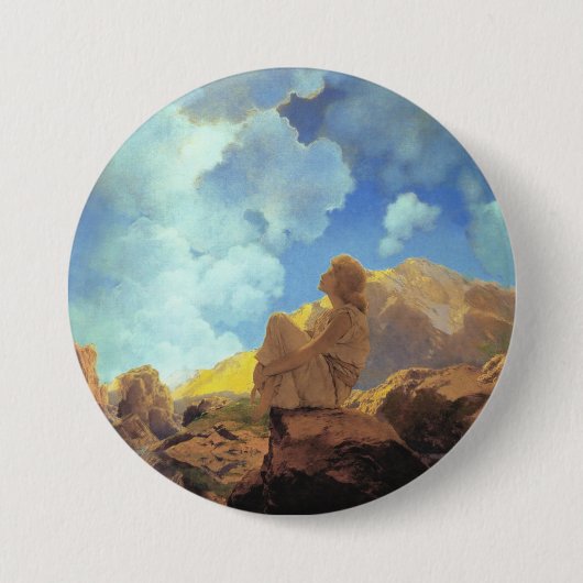 Maxfield Parrish Morning 1922 Cloud Blue Fine Art 缶バッジ (正面)
