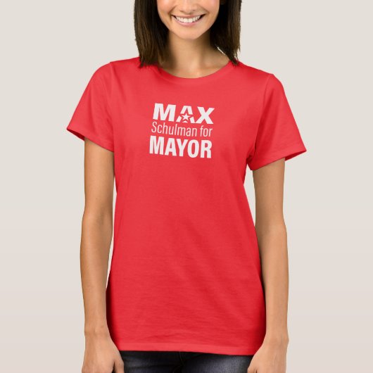 MaxForMayorレッドティーシャツ Tシャツ (正面)