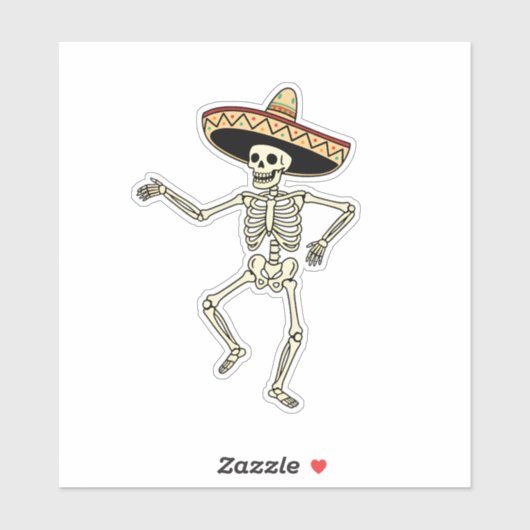 Maxican Dancing Skeleton With Sombrero シール (シート)