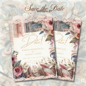 Maximalist日付ヴィンテージフローラスクラップブックの保存 招待状