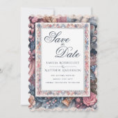 Maximalist日付ヴィンテージフローラスクラップブックの保存 招待状 (正面)