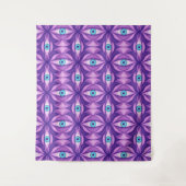 Maximalist Abstract Botanical Eye Pattern Purple タペストリー (正面)