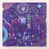 Maximalist Abstract on Purple ガラスコースター (正面)