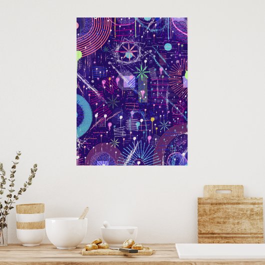 Maximalist Abstract on Purple ポスター (キッチン)