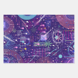 Maximalist Abstract on Purple ラッピングペーパーシート