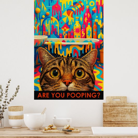 Maximalist Bathroom Wall Art, American Shorthair ポスター (キッチン)