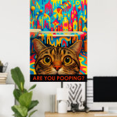 Maximalist Bathroom Wall Art, American Shorthair ポスター (ホームオフィス)