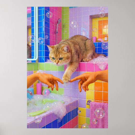 Maximalist Bathroom Wall Art, British shorthair ポスター (正面)