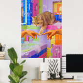 Maximalist Bathroom Wall Art, British shorthair ポスター (ホームオフィス)