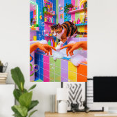 Maximalist Bathroom Wall Art, Calico Cat ポスター (ホームオフィス)