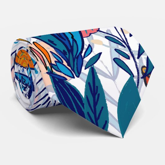 Maximalist Blue Floral ネクタイ (ロール)