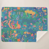 Maximalist Boho抽象芸術の緑の図形 シェルパブランケット (正面(横))