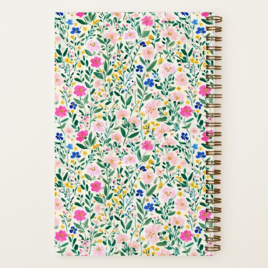 Maximalist Bridesmaid Wildflower Floral Pattern ノートブック (裏面)