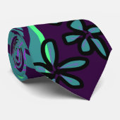 Maximalist Floral Neuro Art - Teal Purple Black ネクタイ (ロール)