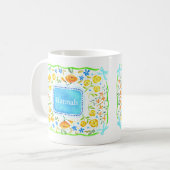 Maximalist Fresh Floral Personalized with name  コーヒーマグカップ (正面左)
