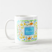 Maximalist Fresh Floral Personalized with name  コーヒーマグカップ (左)