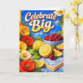 Maximalist Fruit and Floral Summer Birthday Card  カード (黄色い花)