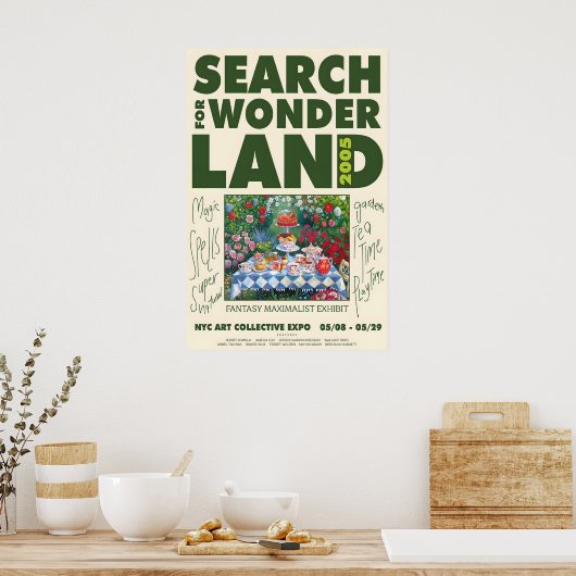 Maximalist Garden Tea Party Art Print ポスター (キッチン)