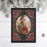 Maximalist Poinsettiaの華美写真 シーズンカード<br><div class="desc">オリジナル図解入りの、写真付きのフレームはポインセチアとホリ葉ー。別の方向でも使用可能</div>