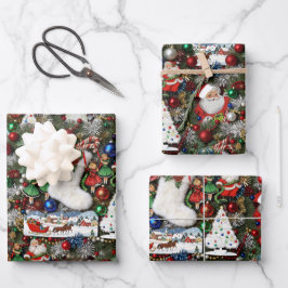 Maximalist Retro Christmas Collage ラッピングペーパーシート