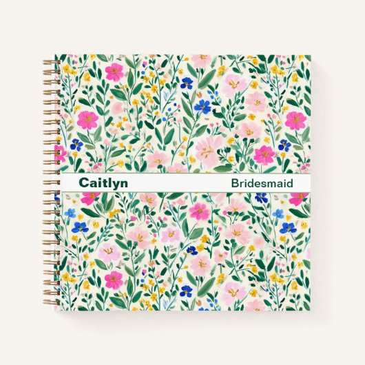 Maximalist Wildflower Floral Square ノートブック (正面)